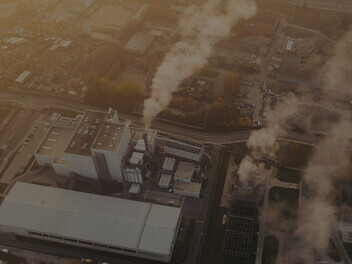 Factory emitting white smoke in Poznań, Greater Poland Voivodeship, Poland