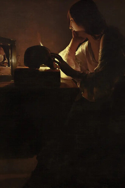 Georges de la Tour, Büßende Magdalena bei der Meditation (detail), ca. 1635-40. Mit freundlicher genehmigung des Museums Städel