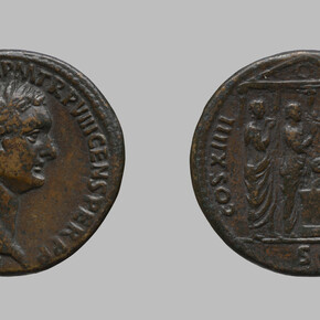 Ruler: Domitian, Emperor of Rome, A.D. 51–96, ruled 81–96
Mint: Rome
As of Domitian
88
Bronze

11.70 g, 7:00, 28.9 mm
Transfer from the Yale University Library, Numismatic Collection, 2001
