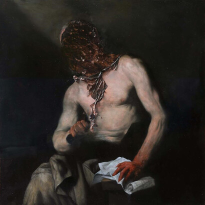 Nicola Samorì, Caton, 2014, oil on copper, 100 x 100 cm