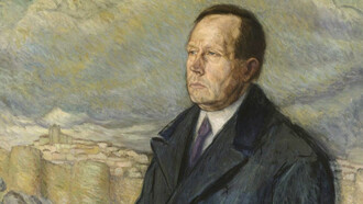 Juan de Echevarría; Retrato de Azorín con Ávila de fondo, 1922, Museo Nacional Centro de Arte Reina Sofía (detalle)