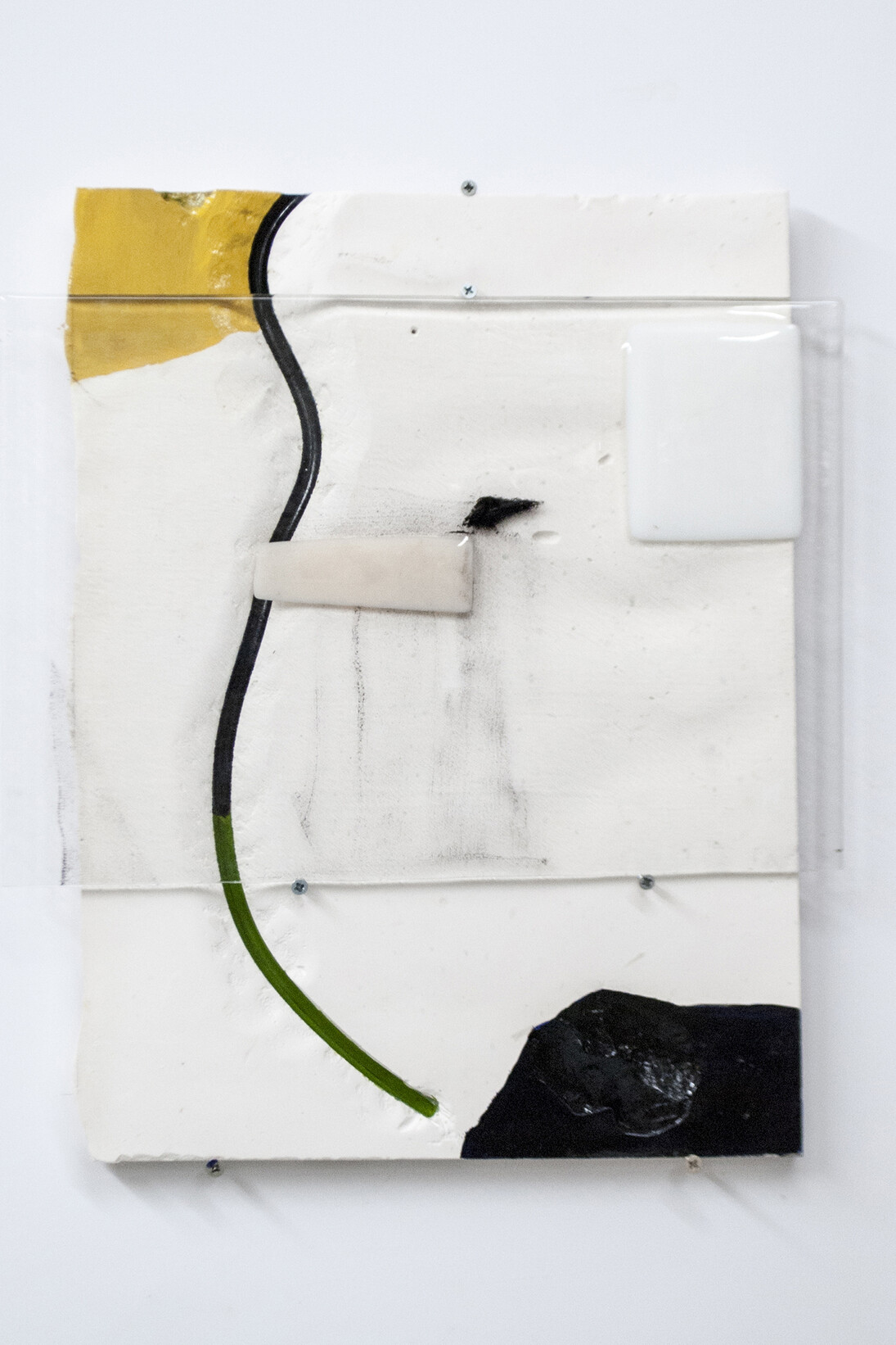 Henna Vainio, Spring, 2015, Fused glass, plaster and paint 45 x 39 x 3 cm