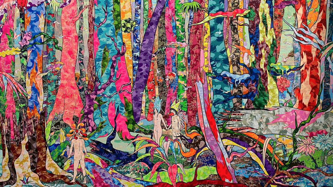 Golden birds_2020_Acrylic on canvas 137.16 x 190.5 cm