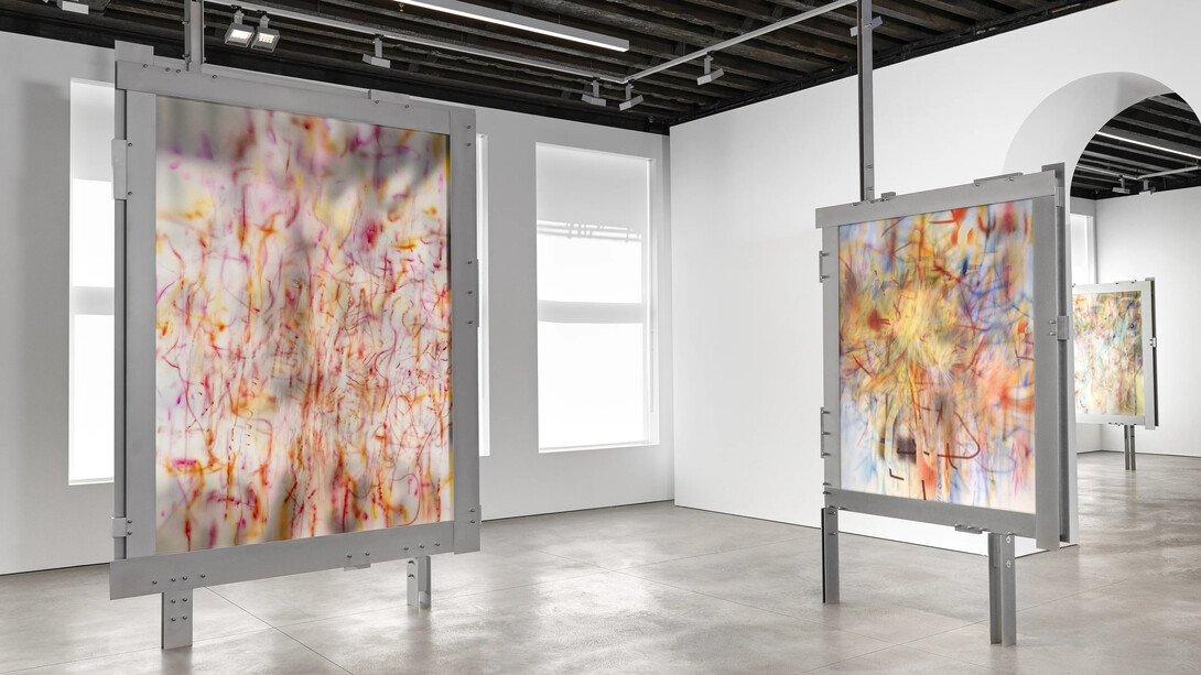 Julie Mehretu, Our days, like a shadow (a non-abiding hauntology), exhibition view. Courtesy of Marian Goodman Gallery