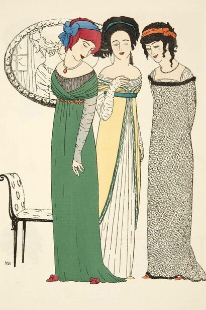 Tre abiti di Paul Poiret illustrati da Paul Iribe, da "Les Robes de Paul Poiret", 1908