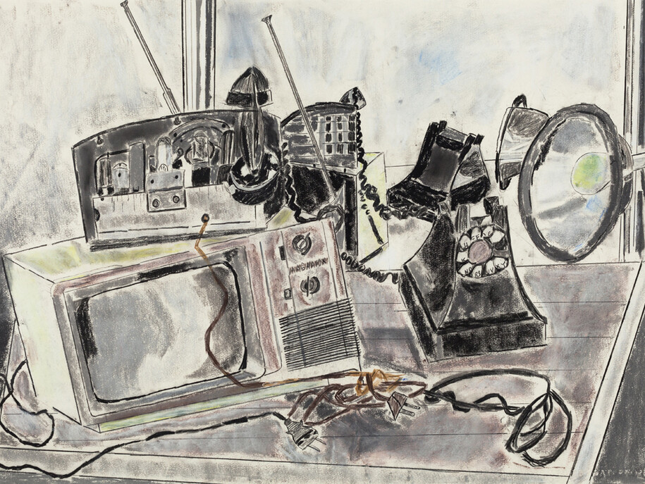 André Gregory, Wired, 2012, Charcoal on paper, 21 1/2 x 29 1/2 inches, 54.6 x 74.9 cm. Framed size: 27 1/2 x 34 3/4 inches, 69.9 x 88.3 cm