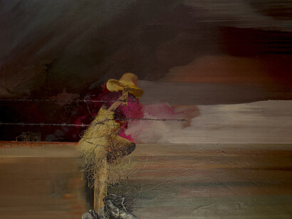 Giulio Ruffini, Lo spavantapasseri, 1967-1972 -
Olio su tela, 135x171 cm