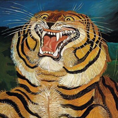 Antonio Ligabue, "Testa di tigre",  olio su faesite, 1955