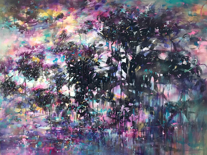 Mr Jago, Ijen, acrylic, spray paint and oil on canvas, 130 x 100 cm, Courtesy the artist and Unit London 