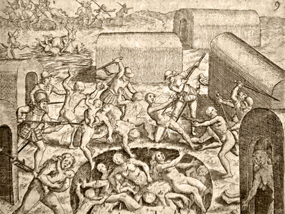 Theodor de Bry, Grabado que acompañaba la edición de 1598 del libro de fray Bartolomé las Casas