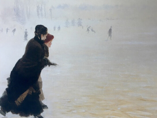 Giuseppe De Nittis, Lezioni di pattinaggio, olio su tela 54 x 73,7 cm. Courtesy of GAMManzoni