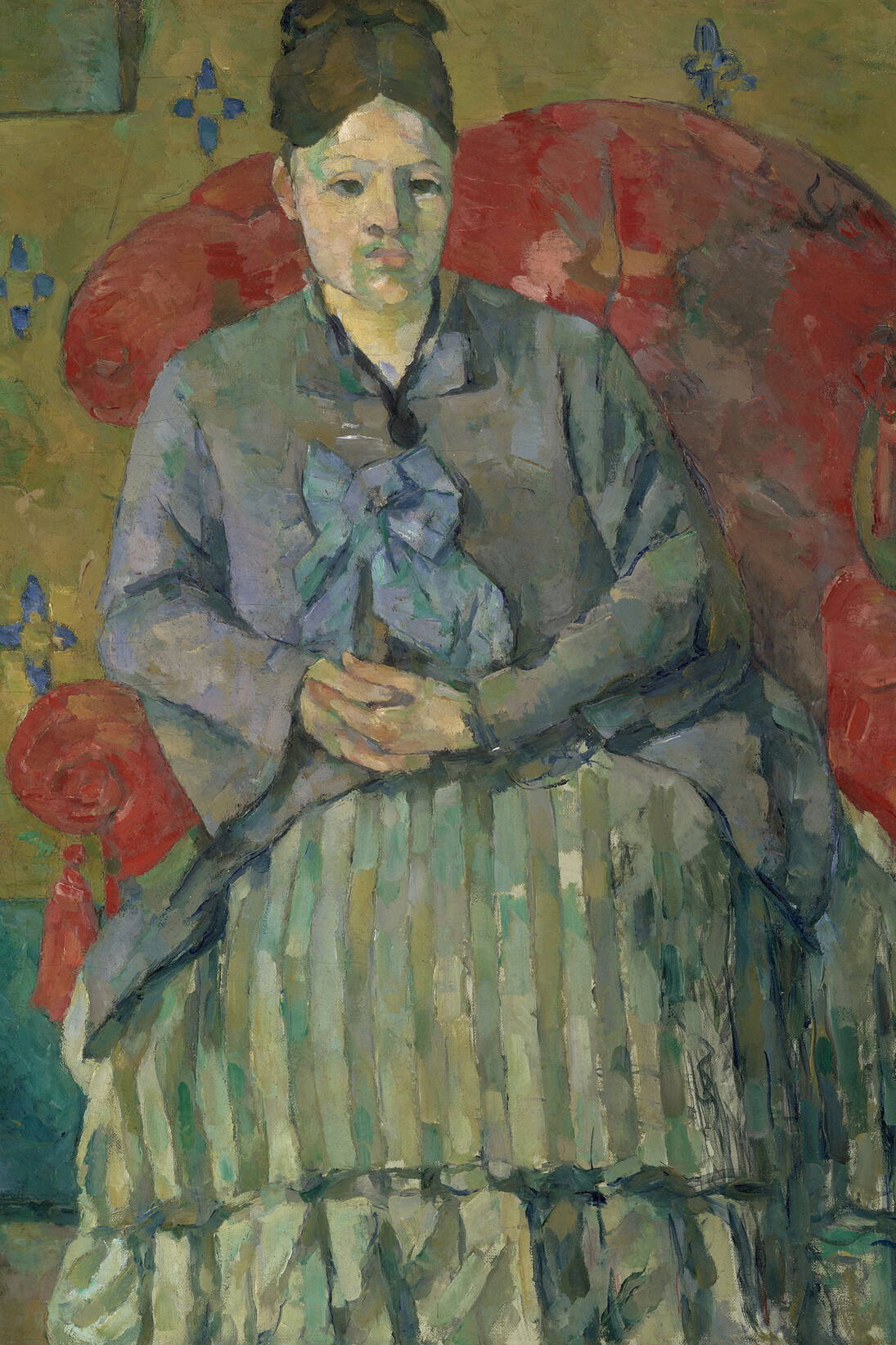 Paul Cézanne (French, Aix-en-Provence 1839–1906 Aix-en-Provence), Madame Cézanne in a Red Armchair, About 1877, Oil on canvas, 72.4 x 55.9 cm (28 1/2 x 22 in.). Museum of Fine Arts, Boston, Bequest of Robert Tree Paine, 2nd