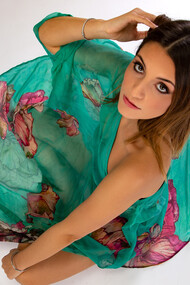 Abito in voile di seta con stampa floreale di Genny Spadea Couture