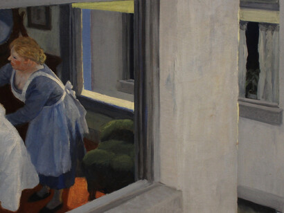 Apartment Houses by Edward Hopper portrays quiet urban buildings bathed in light, capturing a sense of isolation, stillness, and the emotional distance of city life