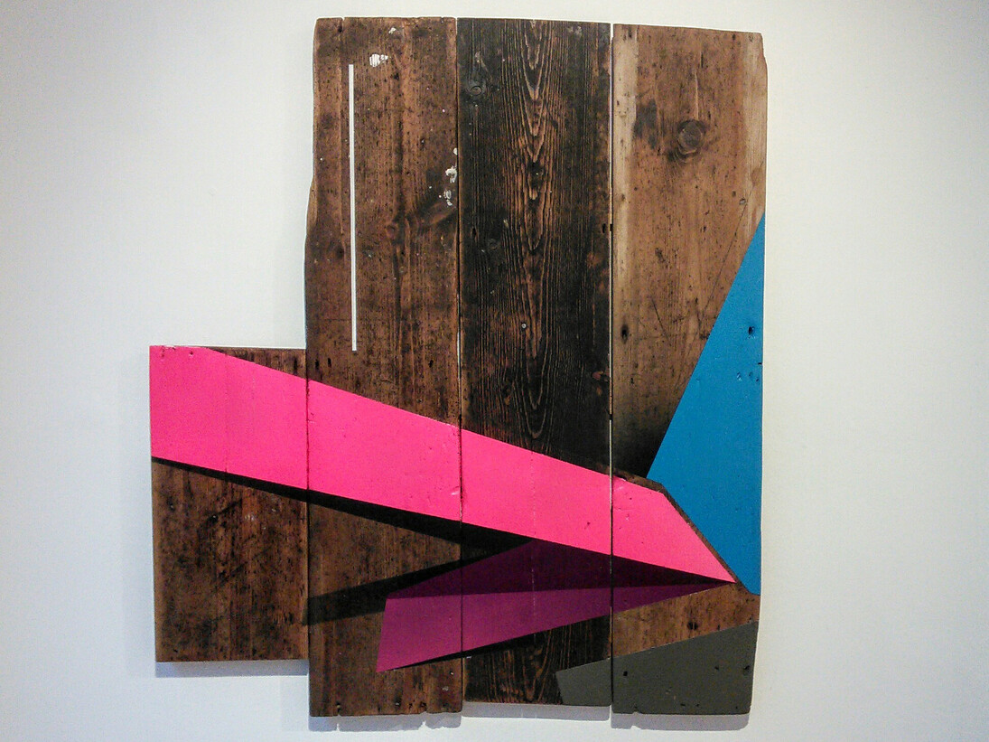 Remi Rough, Dragunov, graphite and spray paint on assembled wood, 77 x 67.5 cm