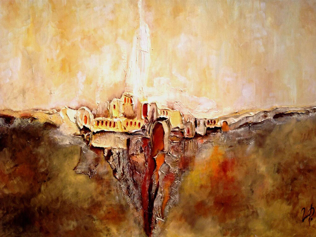 Zaineb Shaban, Architecture Revelations Series#1, (After the Storm), 3D Painting, Acrylic on Canvas, 36" x 24" x 2"