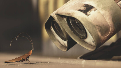 Hal y Wall-E, en un fotograma de la película producida por Walt Disney Pictures y Pixar Animation Studios, 2008