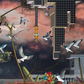 Jagannth Panda, Soft Envoys, 2012, acrylic, fabric and glue on canvas, 168 x 228 cm, © Halcyon Gallery
