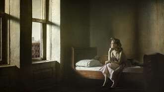 Meditações de Hopper, "Mulher virada para o sol", 2012, Richard Tuschman.