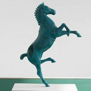 Tom Railton, Chevalier Haquenée, 2013, 1:9 scale proposal model, Verdigris/Encaustic paint, Hainsworth® Standard Holly Baize, Gypsum Plaster, Softwood, Far Eastern Plywood, Copper-coated Mild Steel