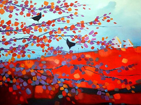 Sharon McDaid, Autumn Breeze, Oil on Canvas, 100 x 100 cm