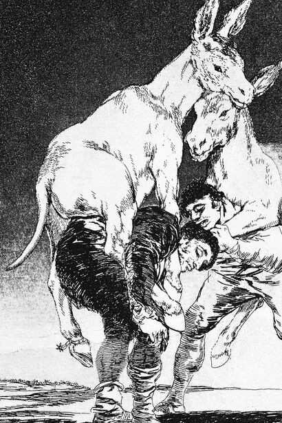 Francisco Goya, « Toi tu ne peux pas », planche n° 42, extrait Des Caprices, 1799, Gravure sur cuivre, eau-forte, 21,3 x 15,5 cm. Bibliothèque Nationale de France, Paris