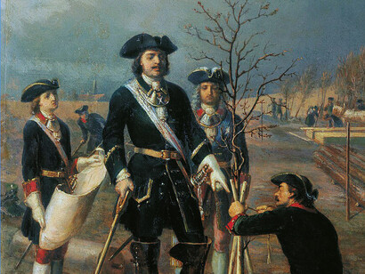 Kaiser Peter der Große bei der Arbeit. Vasily Pavlovich Khudoyarov (-1892), Kunstmuseum Kostroma, Russland