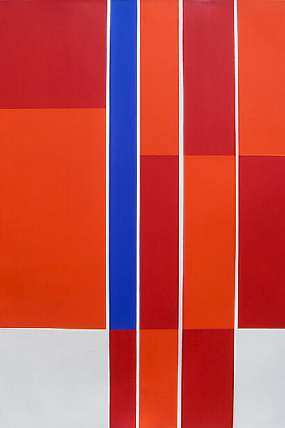 Ilya Bolotowsky, detail of Red, Blue, White Rectangles, 1973, Acrylic on Canvas, 60" x 48"