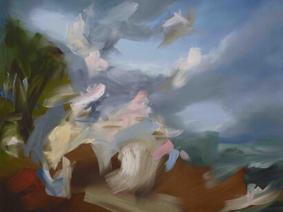 Elise Ansel 'Europa Consensual (Boucher) II', 2019, oil on linen, 52.5 x 60 inches © the artist, courtesy of Cadogan Contemporary
 