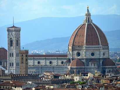 Veduta aerea di Firenze, uno dei luoghi simbolo della cultura italiana, Italia