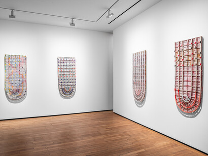 Exhibition View, Daniel Dezeuze, Mesoamerica © Adrien Millot. Courtesy of Templon Paris