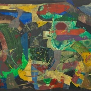 Scott Olson, "Untitled," 2013, Oil, wax, marble dust on wood, cherry frame, 24.25 x 37.25 inches