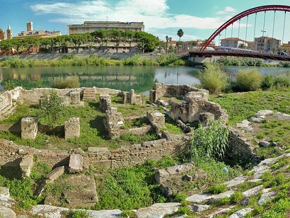 Resti romani, alveo del Centa, Albenga (SV), Italia