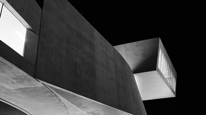 Hélène Binet Zaha Hadid Architects, MAXXI - Museo Nazionale delle Arti del XXI Secolo Rome, Italy, 2009. Digital black-and-white-silver-gelatin print, 80 x 102 cm. Courtesy ammann  projects. ©Hélène Binet