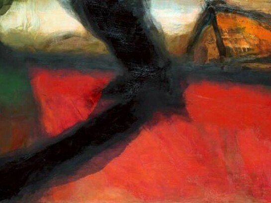 Hughie O'Donoghue, Fiachra: Gort Rua, Oil on linen canvas, 125 x 217cm, 2013