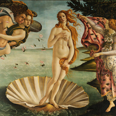 Sandro Botticelli, La "Nascita del Nuovo Mondo" (La Nascita di Venere), dettaglio