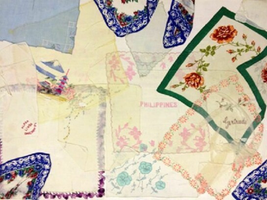 Miriam Schapiro, “Gertrude and the Philippines, from the Handkerchief Series,” 1978, Collage, 22 x 30 inches