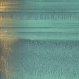 Una delle immagini in mostra. Matteo Montani per la fine del tempo 2019,olio e polvere di bronzo su carta abrasiva su tela cm 90,5x185