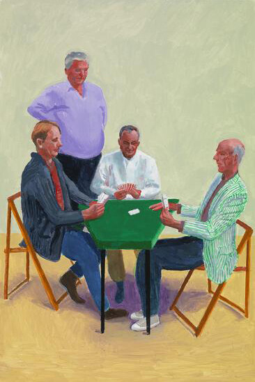 David Hockney,
Card Players #3 (2014),
Acrylic on canvas,
128.9 x 121.9 cm © David Hockney,
Photo Credit: Richard Schmidt