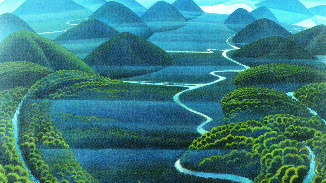 Gerardo Dottori, Virginal Umbria, 1949, Tempera on faesite, 122 x 135 cm, Collezione Fondazione Cassa di Risparmio di
Perugia