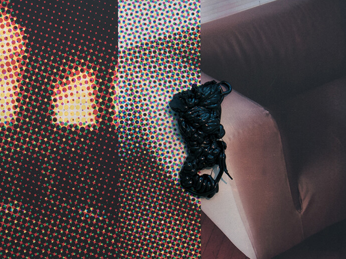 Giorgos Divaris, Intimate incident 2 (detail), tin, digital print, melted plastic, 2011
