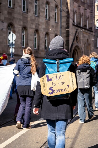 A protest urging people to listen to science, Bonn, Germany, 2021