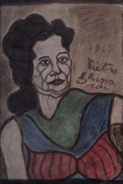 Pietro Ghizzardi, Ritratto dell'attrice Anna Magnani, 1965, tecnica mista su cartone, 71,3 x 50,6 cm