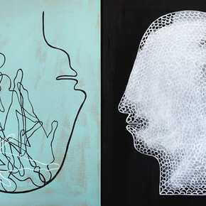 Laura Zeni, serie Dialoghi, 2015, dittico acrilico su tela, 50 x 80 cm