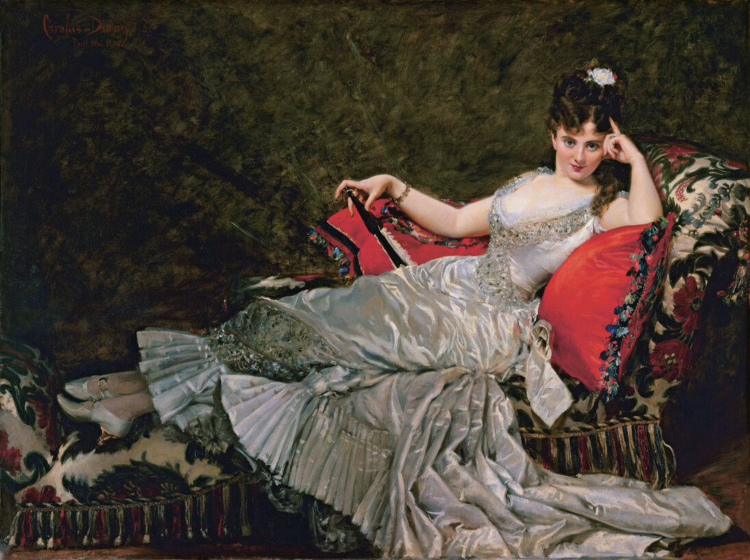 Charles Carolus-Duran, Portrait of Julia Tahl known as Mademoiselle Alice de Lancey, 1876, Oil on canvas, 60 × 83 in. (152.5 × 211 cm) Petit Palais, Musée des Beaux-Arts de la Ville de Paris, Paris