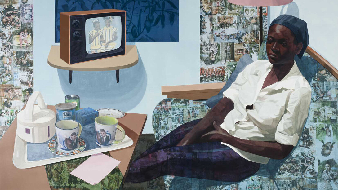 Njideka Akunyili Crosby, Super blue omo (detail), 2016. Courtesy of Norton Museum of Art