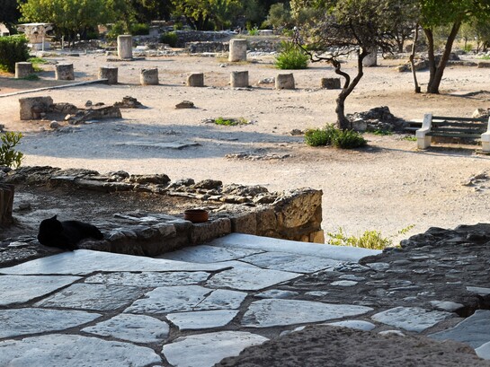 I banchieri dell’antica Grecia, chiamati trapezitai, svolgevano la loro attività soprattutto presso l’agorà di Atene. L'antica Agorà di Atene, Grecia