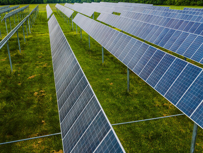 Rossville, GA, United States showcases a vibrant solar farm where rows of photovoltaic panels capture clean energy efficiently