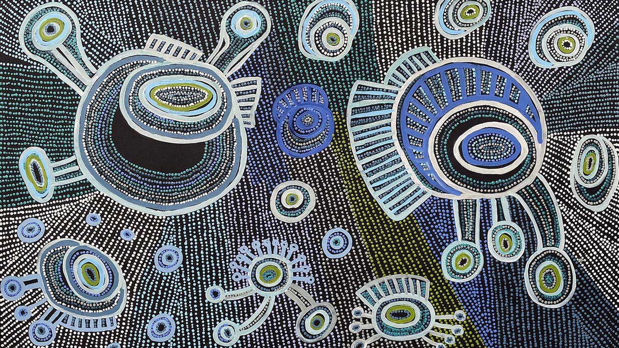 Together we share our stories, artwork in exhibition. Courtesy of Japingka Gallery