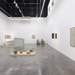 Asma Belhamar, When the window refused to fly, and the arch decided to hold the sky, exhibition view. Courtesy of Green Art Gallery